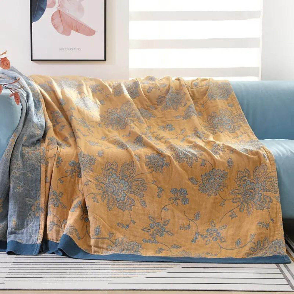 Cotton cover – Flower design, Light plaid for bed or sofa