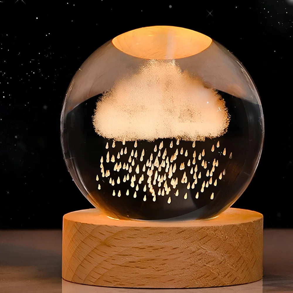 Luminous Crystal Bal – Glas, Varm Hvid Belysning til Soveværelse eller Stue Dekoration