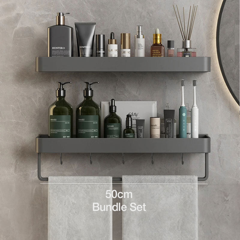 Badeværelsesvægplade – Vandafvisende metal med håndklædestang og opbevaring, moderne design