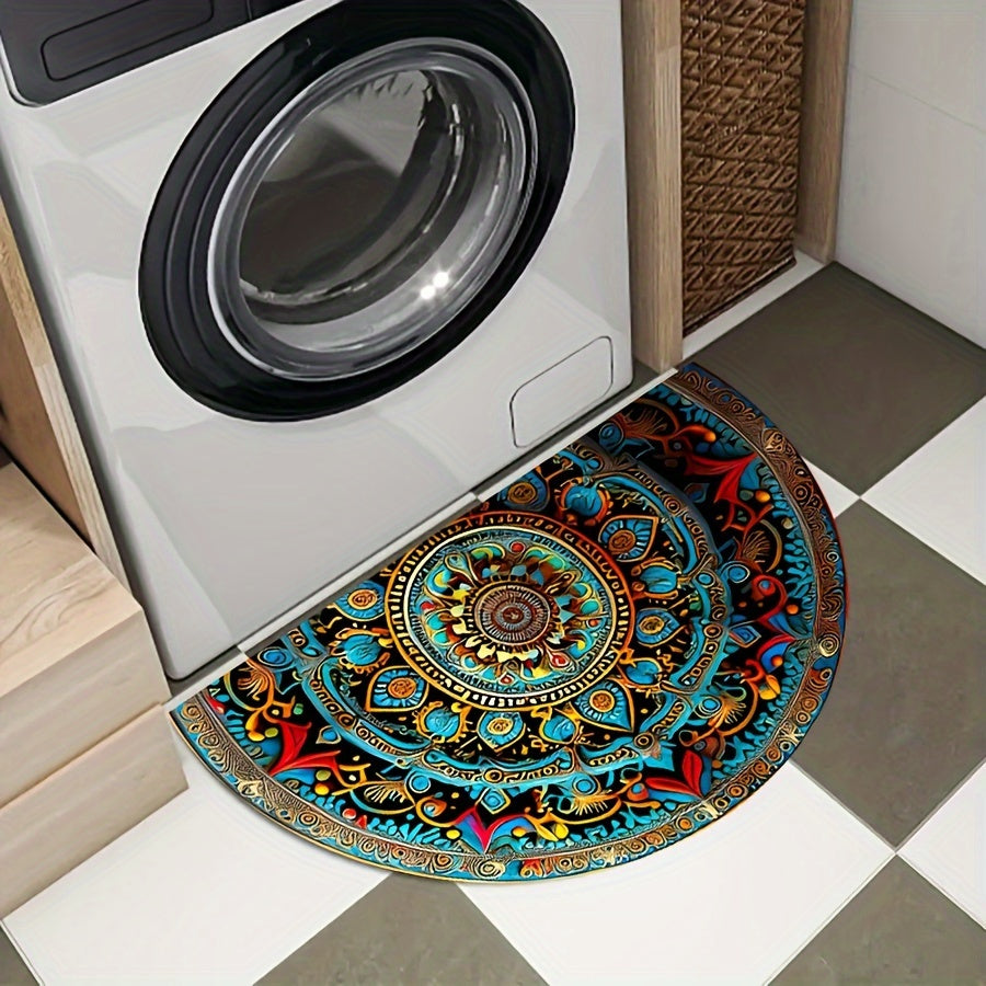 Mandala Dørmatte – Polyester, Detaljeret Design til Entré eller Gang med Antiskrid Bund