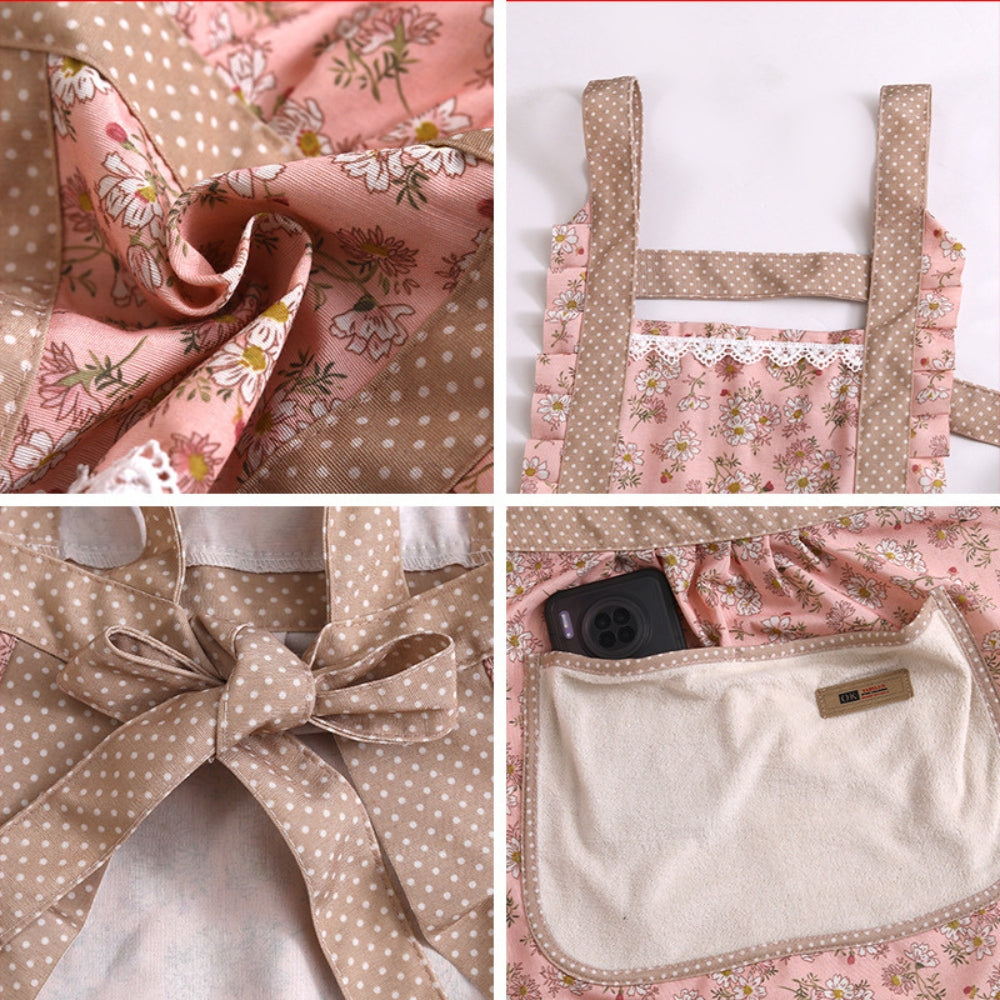 Køkkenforklæde – Bomuld med Blomsterprint, Vintage Stil til Madlavning og Bagning