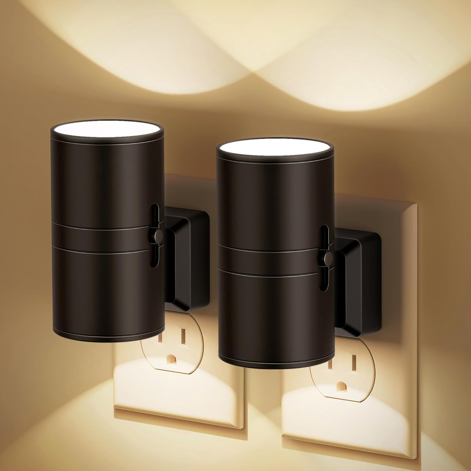 Dæmpbar LED Natlampe – Hvid Plast med Skumringssensor til Soveværelse eller Gang