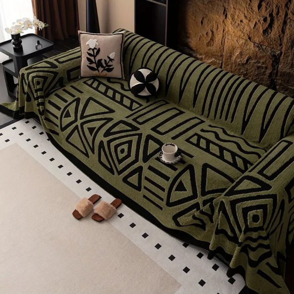 Soft Microfiber Sofa Cushions – Gray, Modern Maze Pattern for Living Rooms or Family Areas