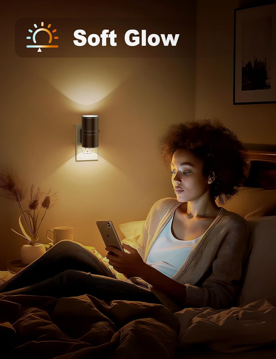 Dimmable LED Night Light – White Plastic with Twilight Sensor for Bedroom or Hallway