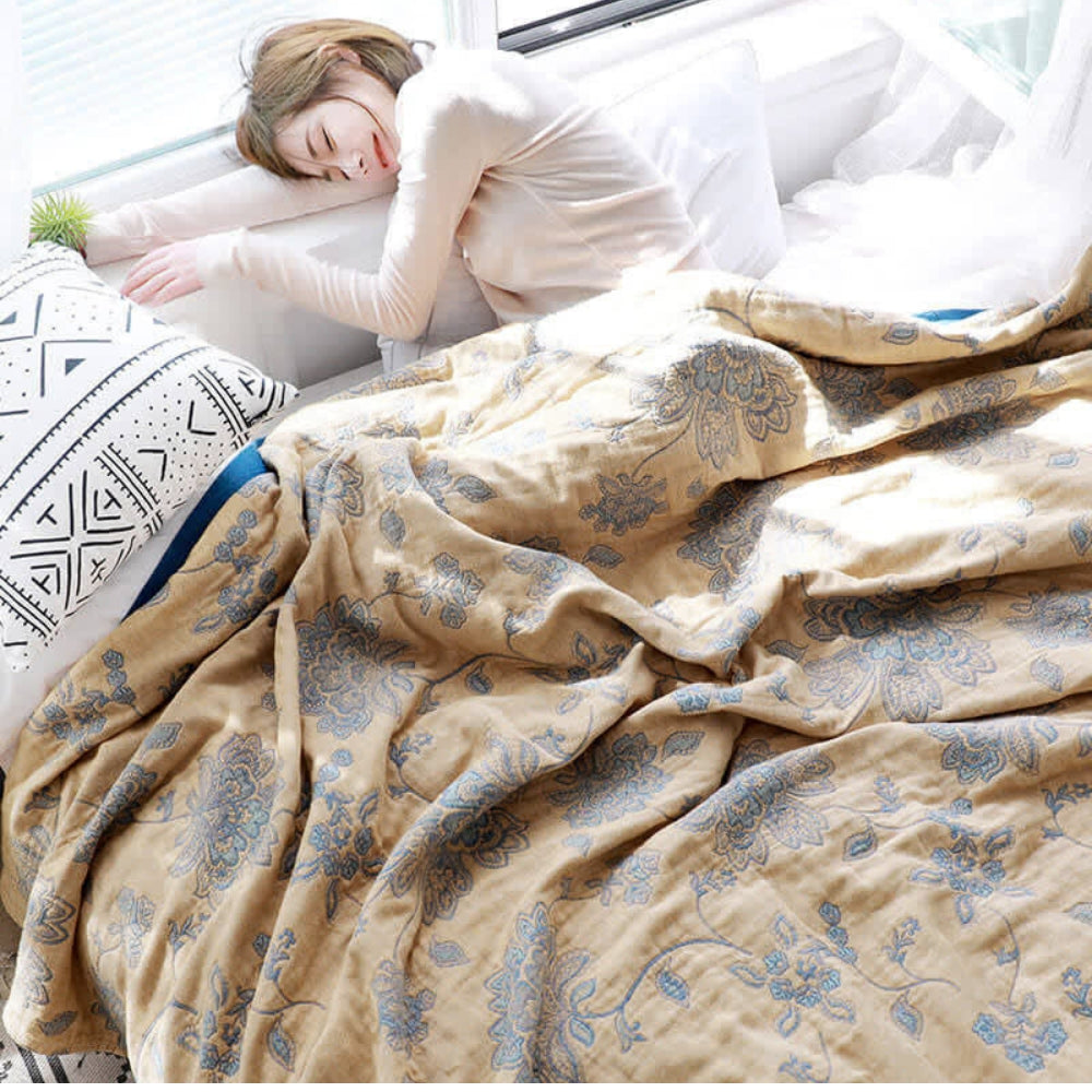 Cotton cover – Flower design, Light plaid for bed or sofa