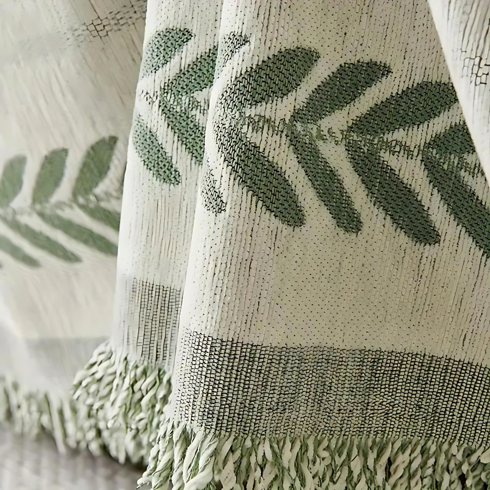 Couchcover – Chenille Cotton, Jacquard with Fringes for Armchair or Loveseat in Living Room or Bedroom