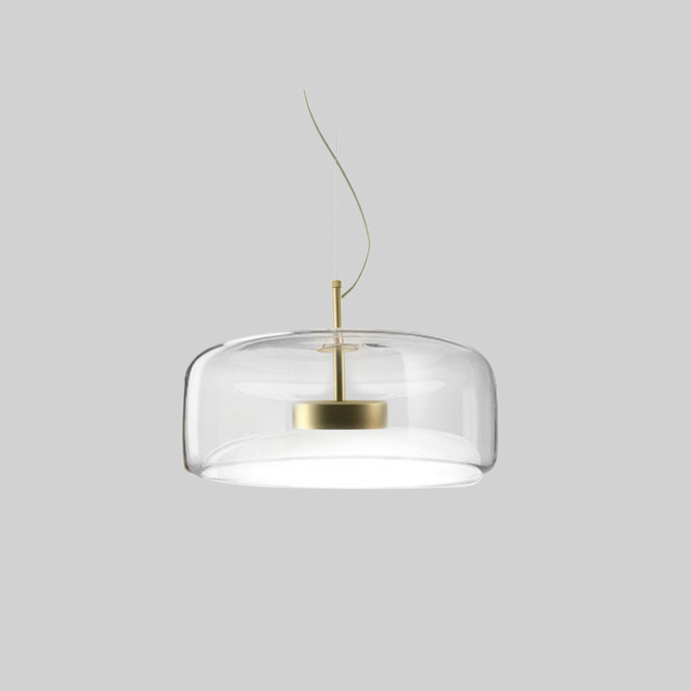 Pendant Lamp – Transparent Glass with Brass Details, Modern Design for Dining Table or Entrance Hall