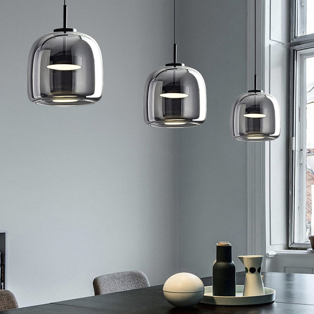 Pendant Lamp – Transparent Glass with Brass Details, Modern Design for Dining Table or Entrance Hall
