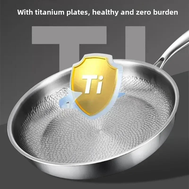 Titanium Frying Pan – Hand-Hammered, Non-Stick Coating for Induction Cookers and Everyday Cooking