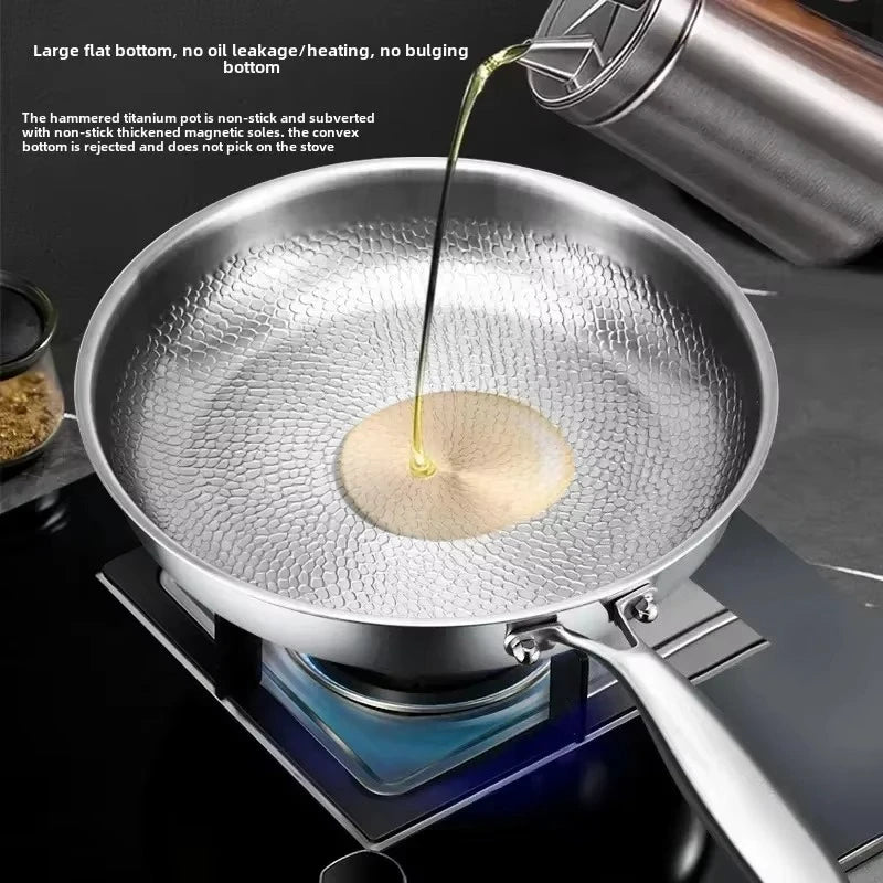 Titanium Frying Pan – Hand-Hammered, Non-Stick Coating for Induction Cookers and Everyday Cooking