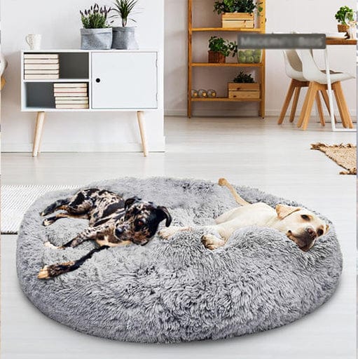 Hundeseng – Blødt Faux Pels i Neutrale Nuancer til Beroligende Soveplads for Små Hunde eller Katte