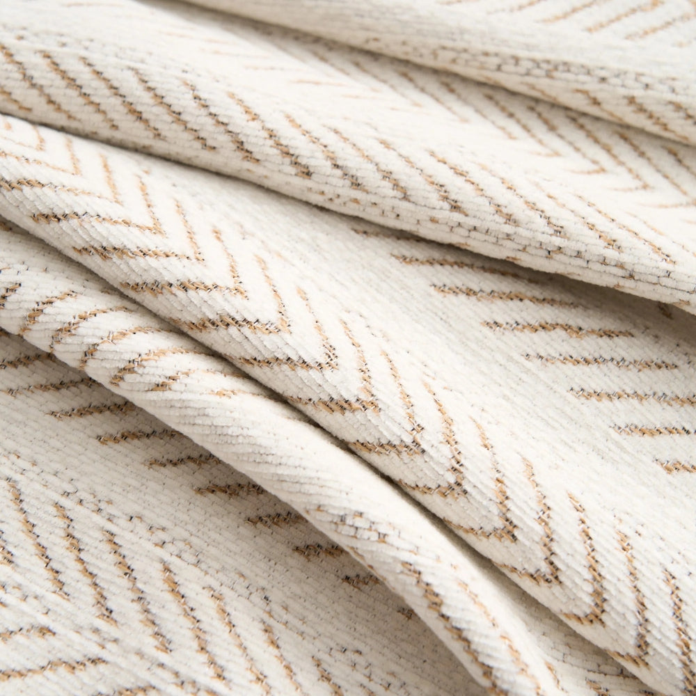 Chenille Sofa Cover – Gray, Herringbone Pattern with Fringes for Living Room or Lounge Sofa