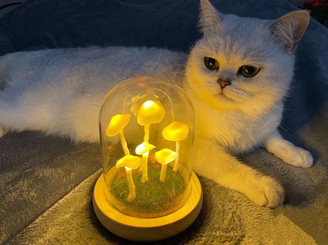 DIY-paddenstoelenlamp – glas en hout, creatieve tafeldecoratie voor de woonkamer of slaapkamer