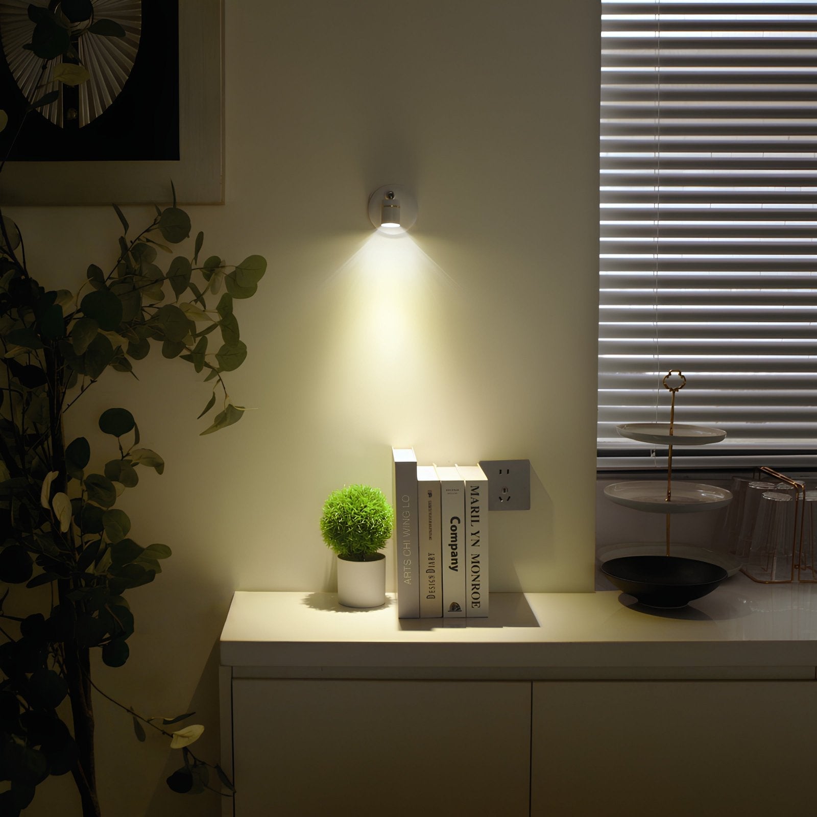 Dimmable Spotlight – White, Modern Wall Lamp with Remote Control for Living Room or Bedroom