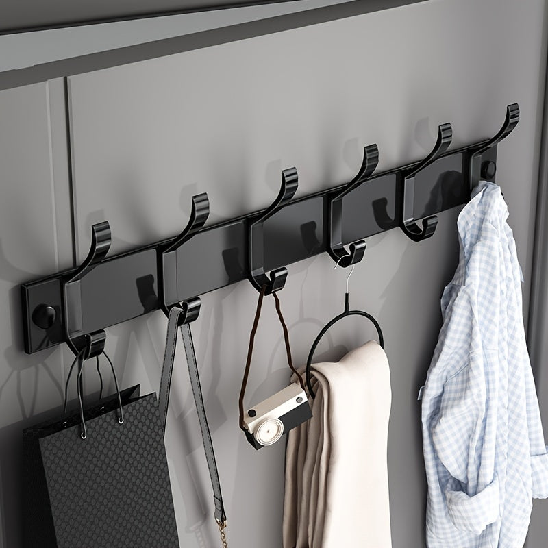 Wall-mounted Clothes Rack – Black Metal, Simple Design for Hallway, Bedroom, or Bathroom