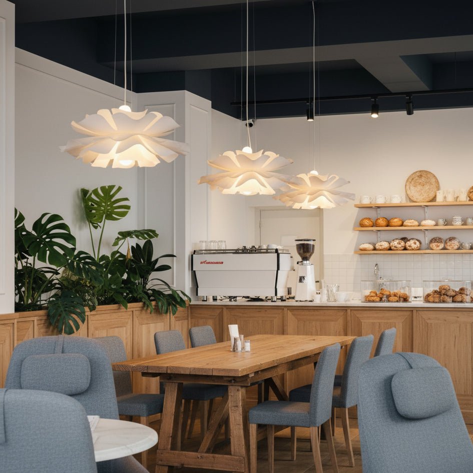 Ceiling Lamp – White, Lotus-Inspired Design for the Dining Room or Living Room