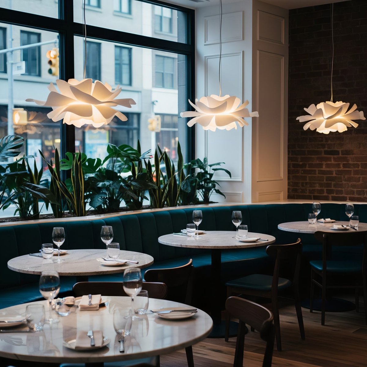 Ceiling Lamp – White, Lotus-Inspired Design for the Dining Room or Living Room