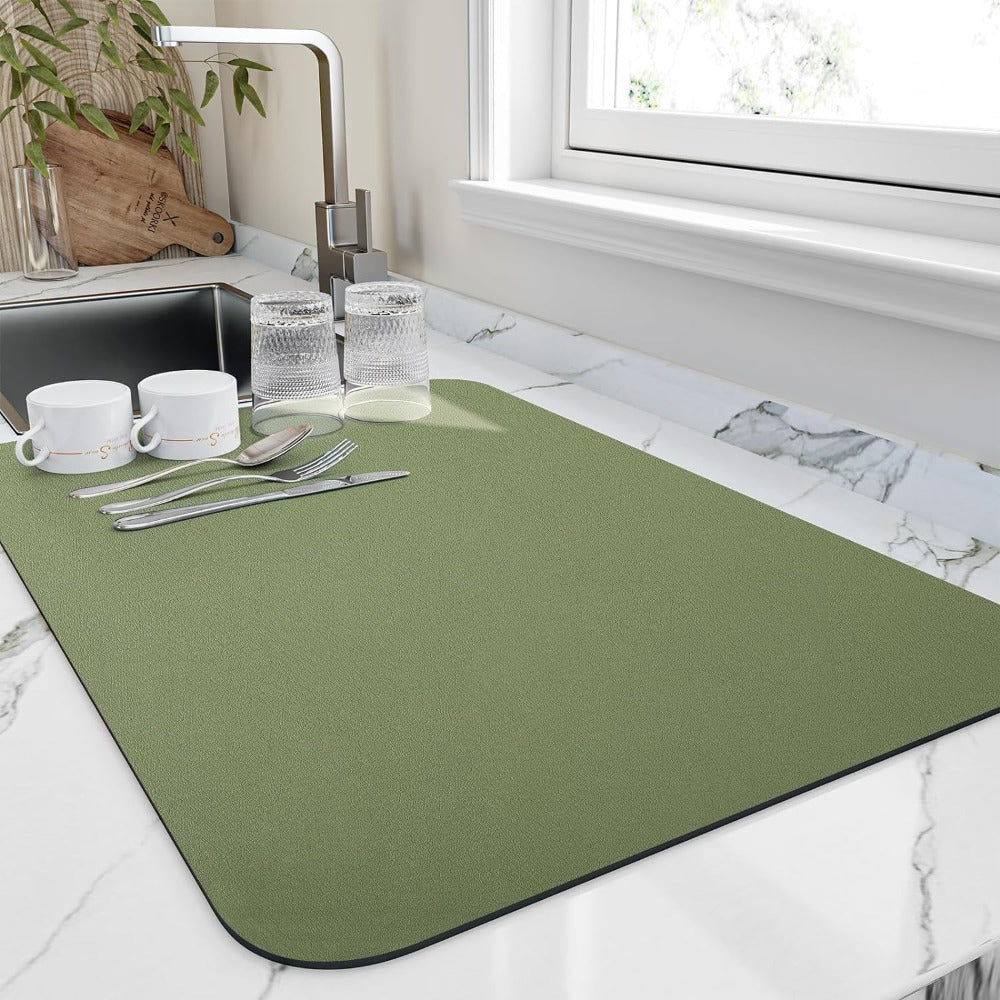 Quick-Drying Dish Mat – Soft Diatomite, Modern Design for Kitchen Table.