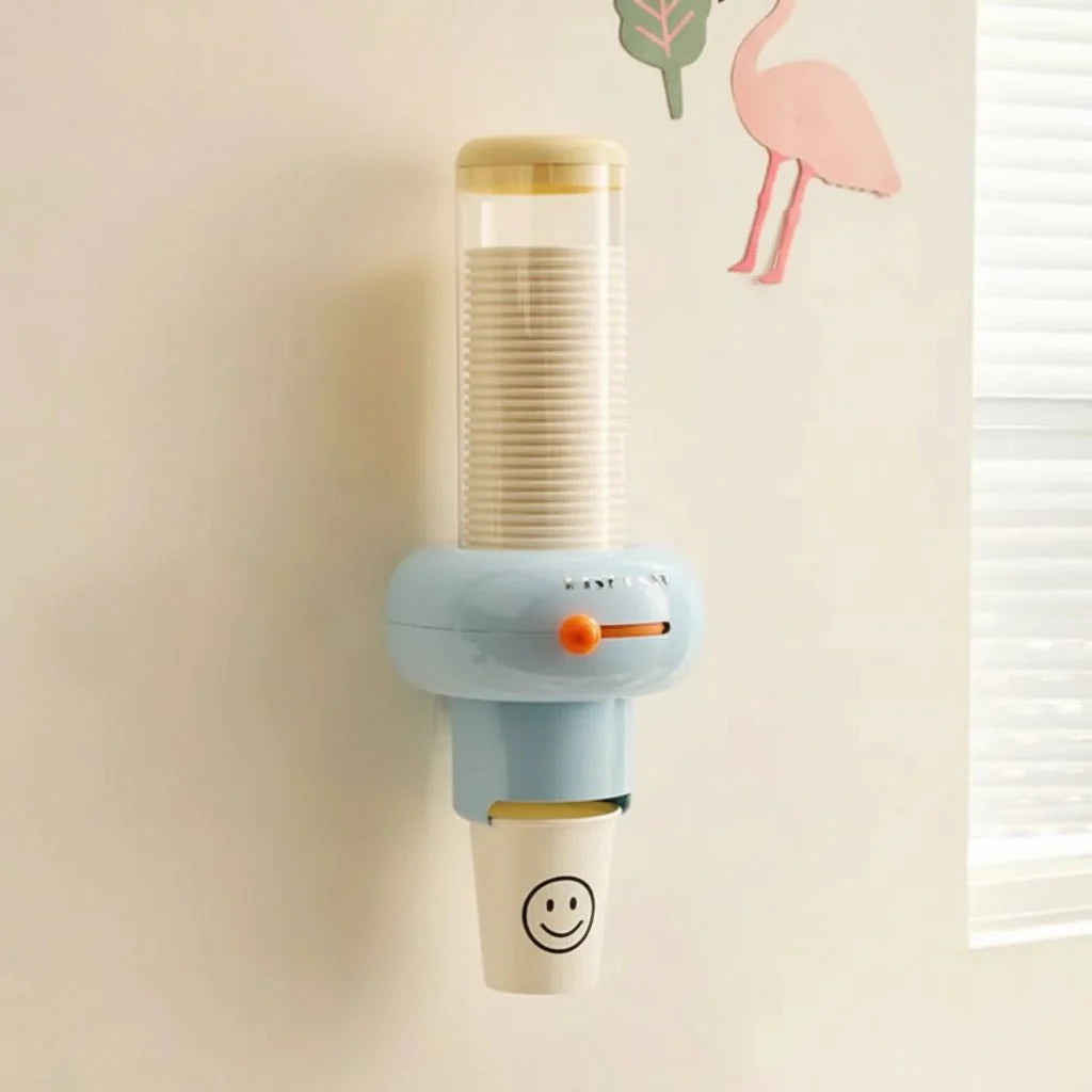Wall-mounted Becher Dispenser – Compact, White Plastic for Kitchen or Office