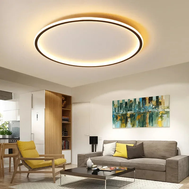 LED Loftlampe – Skandinavisk design, rund, sort eller hvid til stue eller soveværelse