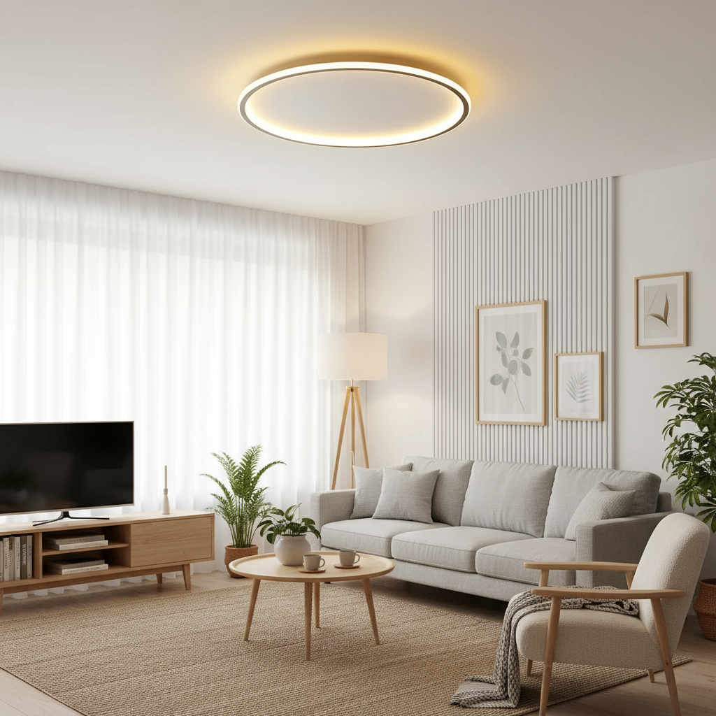 LED Loftlampe – Skandinavisk design, rund, sort eller hvid til stue eller soveværelse