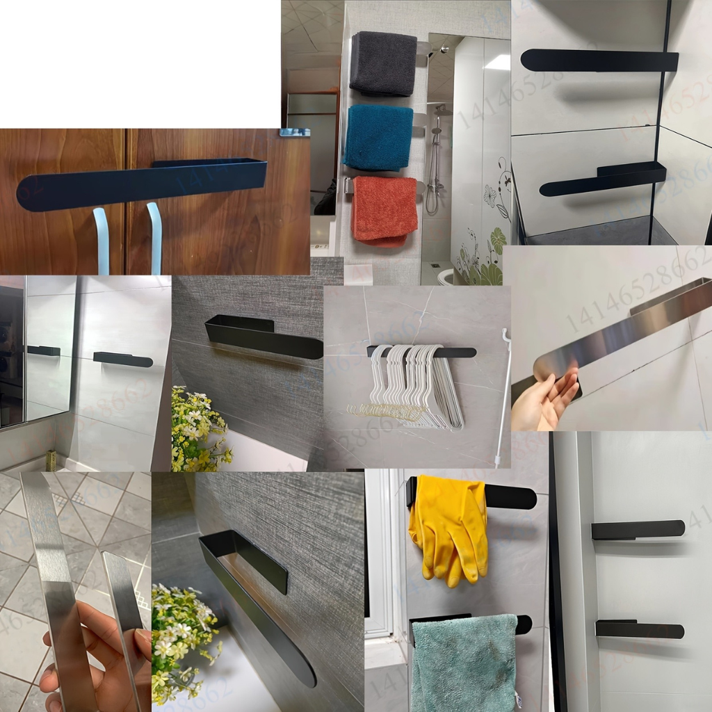 Håndklædeholder i rustfrit stål – minimalistisk design til badeværelse eller køkken, selvklæbende og multifunktionel
