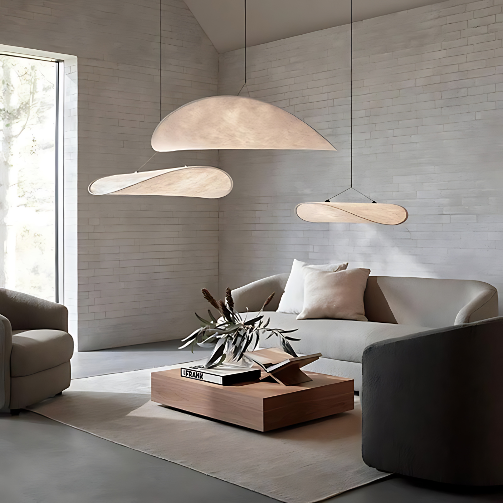 Japandi-hanglamp – Natuurlijk zijde, boho-design voor de woonkamer, eetkamer of slaapkamer