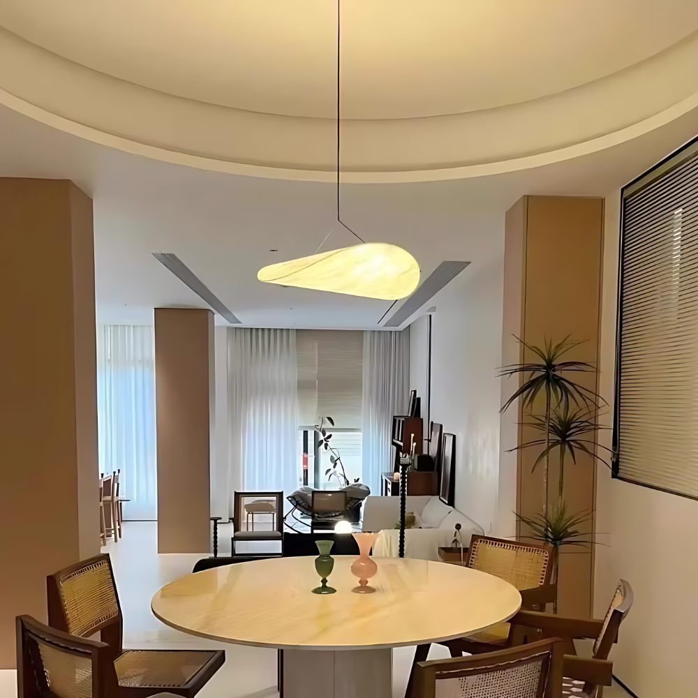 Japandi-hanglamp – Natuurlijk zijde, boho-design voor de woonkamer, eetkamer of slaapkamer