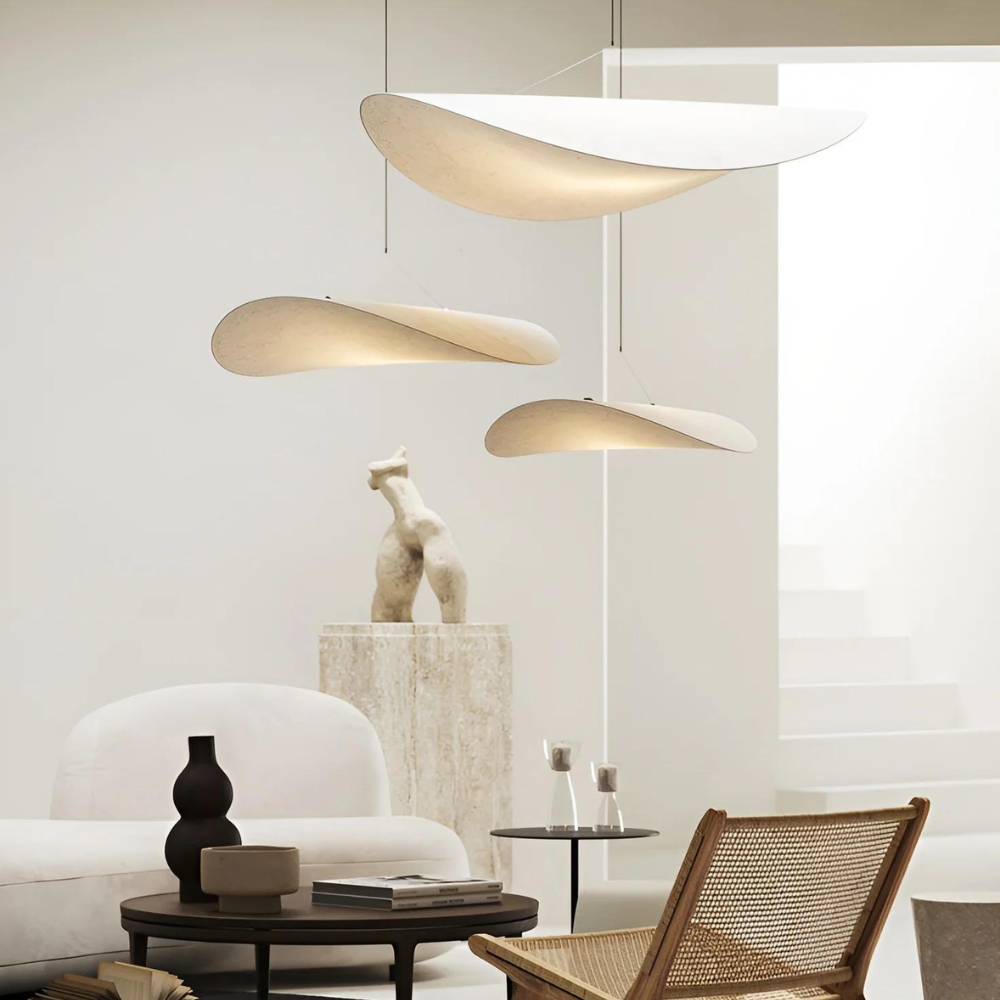 Japandi-hanglamp – Natuurlijk zijde, boho-design voor de woonkamer, eetkamer of slaapkamer