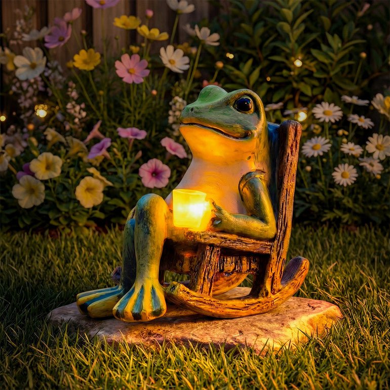 Seaside Figure with Solar Lighting – Weather-Resistant, Green Plant for Atmospheric Outdoor Spaces and Terrace Decor