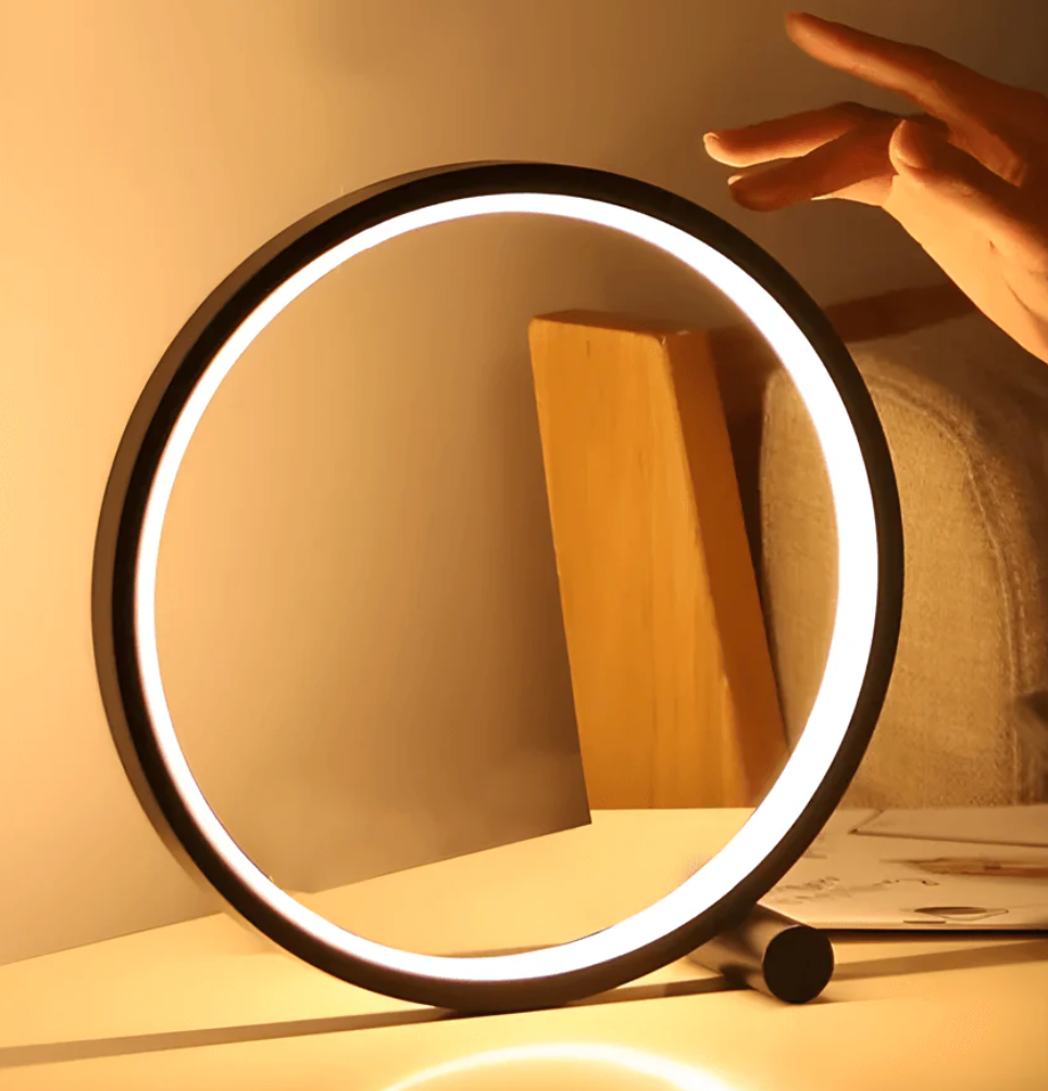 LED table lamp – aluminum and acrylic, minimalist design with dimmable touch control for living room or office