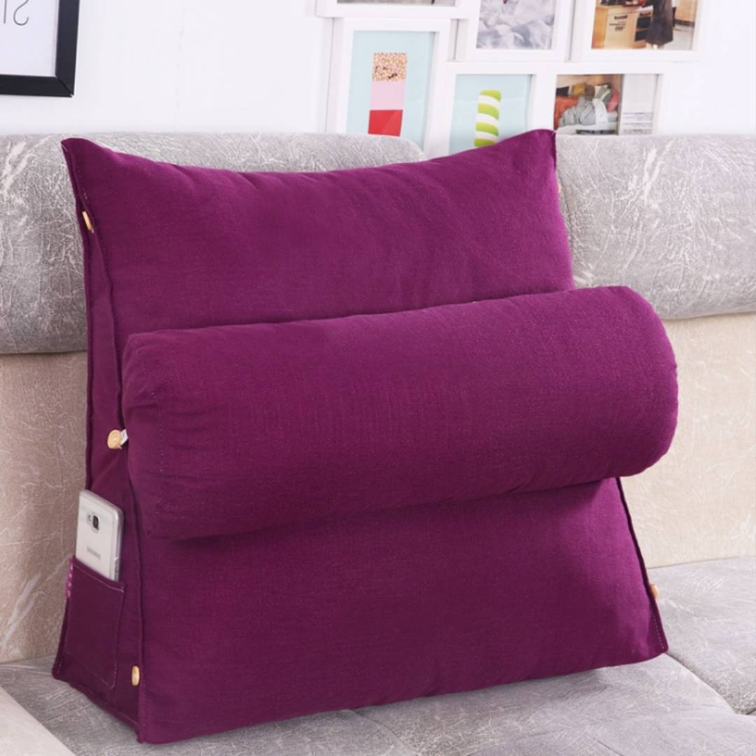 Ergonomic Back Support Pillow – Adjustable, Gray for Sofa or Bed for Comfortable Reading and TV Series