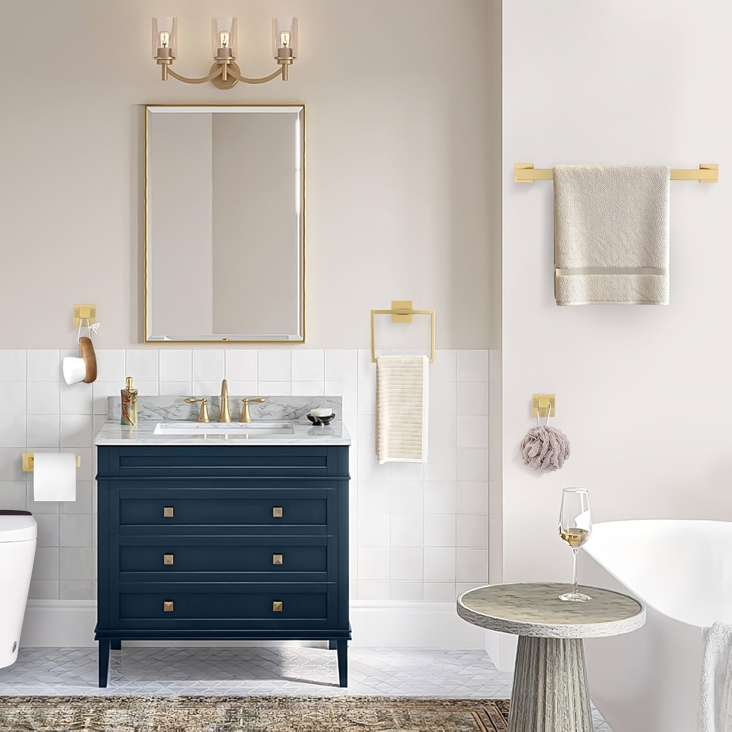 Bathroom set – Matte black stainless steel, modern design for organizing in bathroom or guest toilet