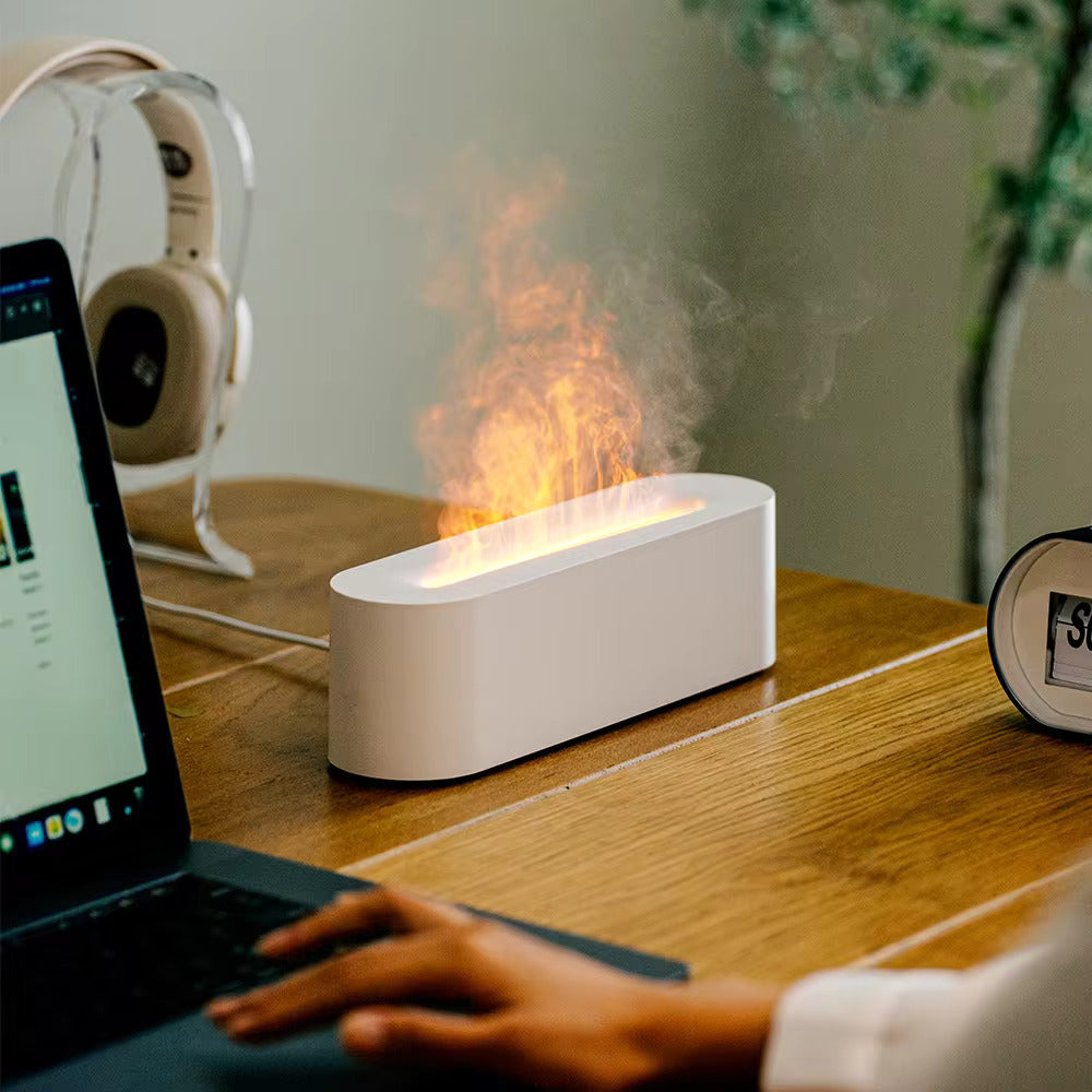 HumidiFir Lampe – Multifunktionel USB Luftfugter med 7 Farver og Aroma Diffusion til Soveværelse eller Stue