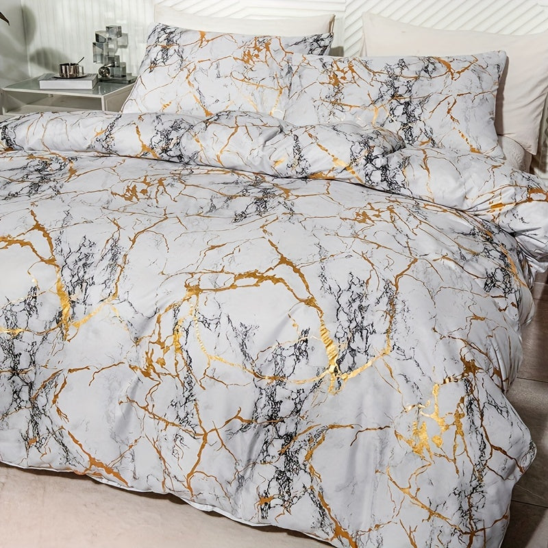 Marmor Dynebetræk – Blødt og Åndbart, Elegant Design til Soveværelsesindretning