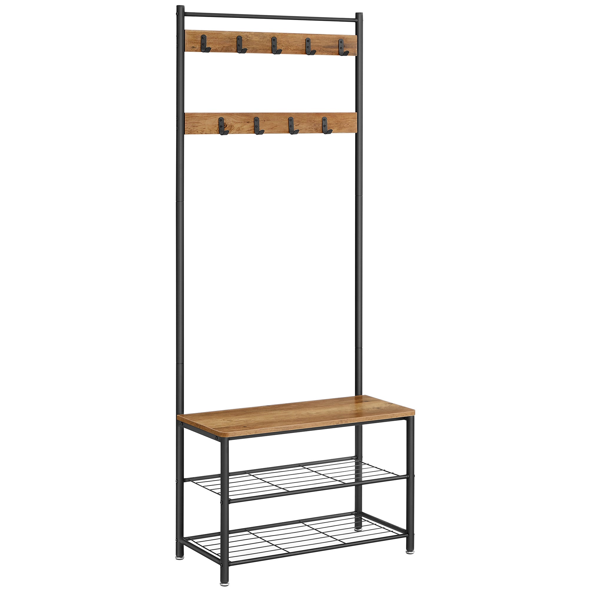 Metal Clothes Rack – Black, simple design with Shoe Shelf and Shelf for hallway or bedroom