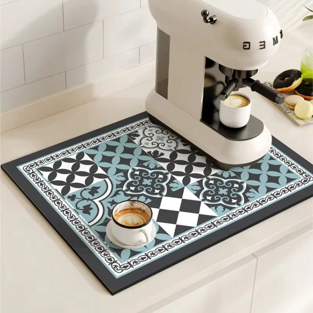Absorberende keukenmat – retro tegeldesign in diverse kleuren voor de koffiehoek of de afwasruimte