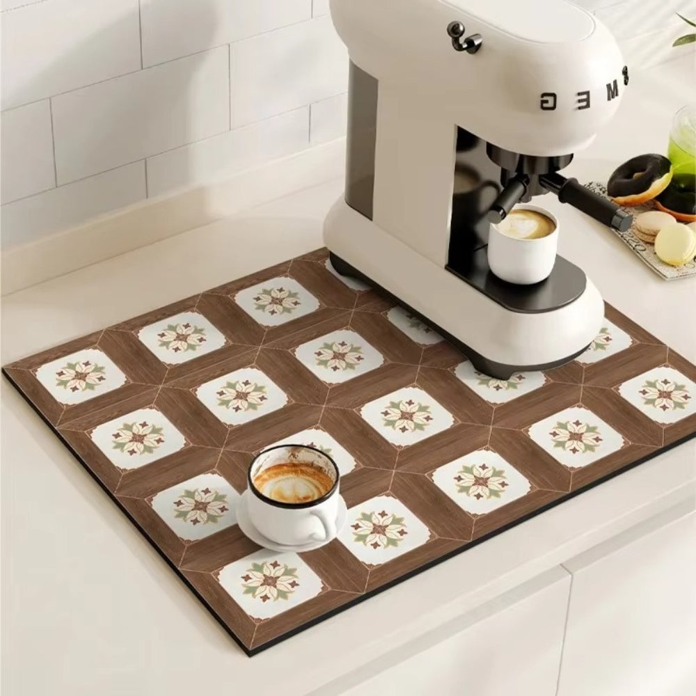 Absorberende keukenmat – retro tegeldesign in diverse kleuren voor de koffiehoek of de afwasruimte