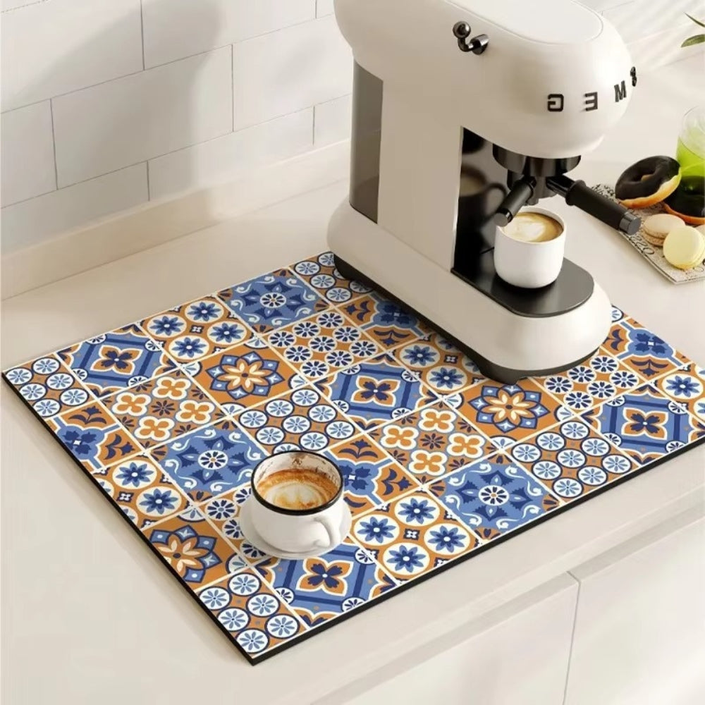 Absorberende keukenmat – retro tegeldesign in diverse kleuren voor de koffiehoek of de afwasruimte