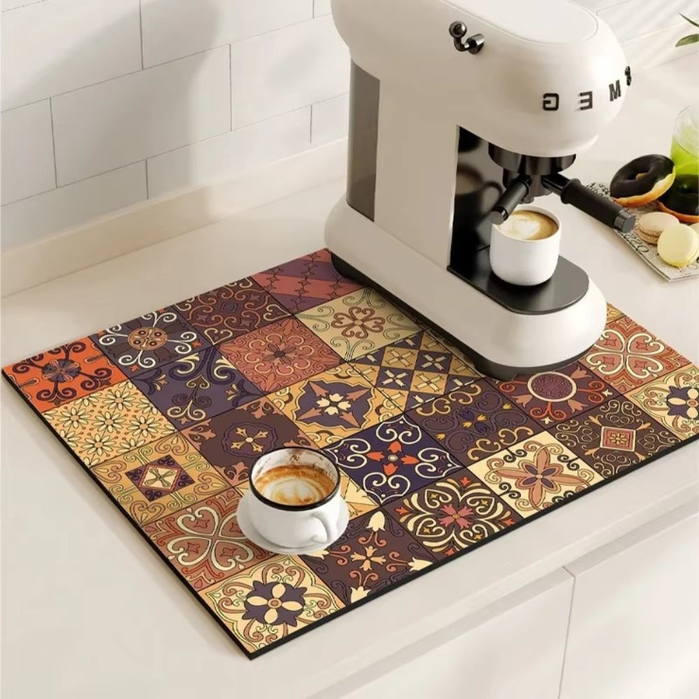 Absorberende keukenmat – retro tegeldesign in diverse kleuren voor de koffiehoek of de afwasruimte