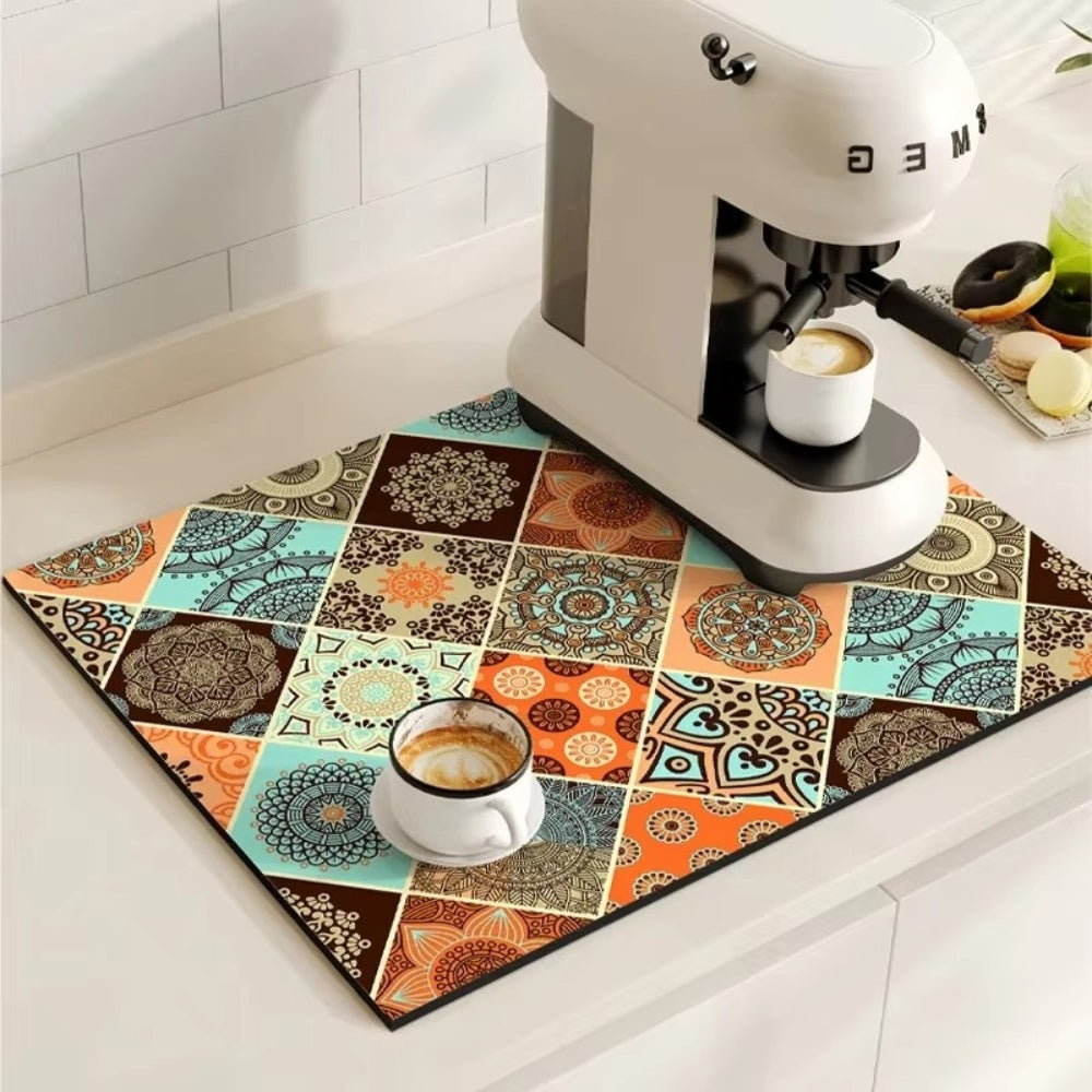 Absorberende keukenmat – retro tegeldesign in diverse kleuren voor de koffiehoek of de afwasruimte