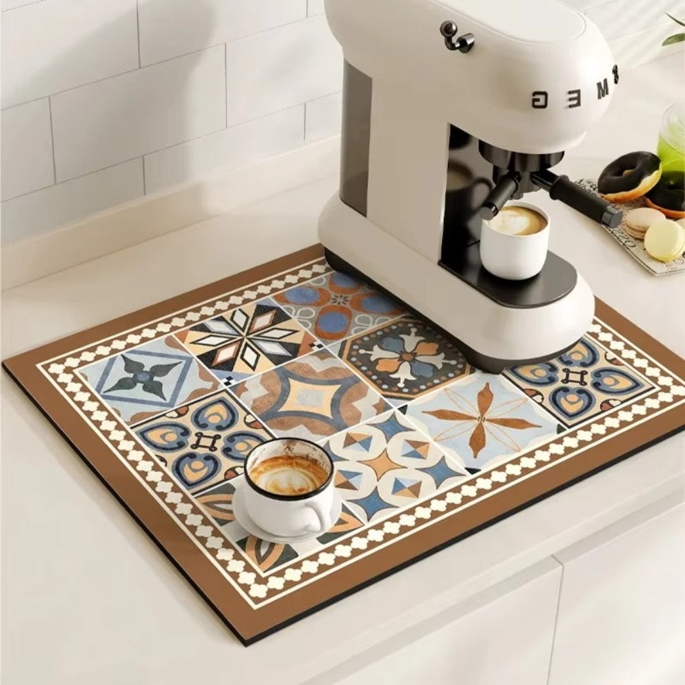 Absorberende keukenmat – retro tegeldesign in diverse kleuren voor de koffiehoek of de afwasruimte