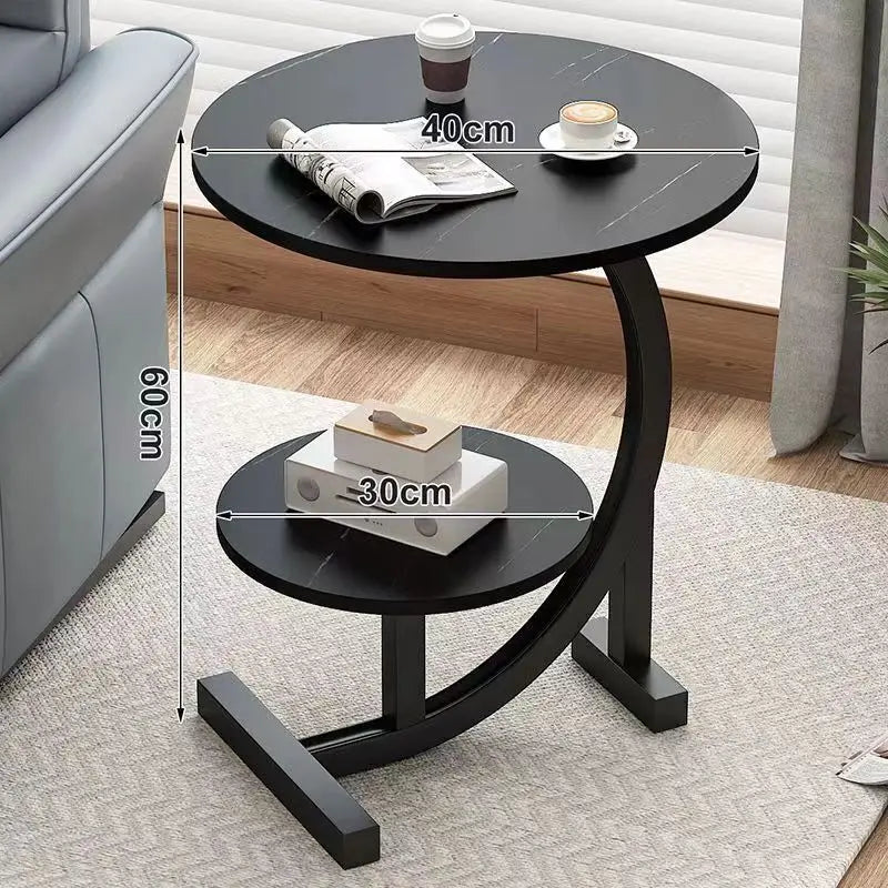 Flytbar Mini Sidebord – Træ og Rustfrit Stål, Moderne Design til Balkon eller Soveværelse