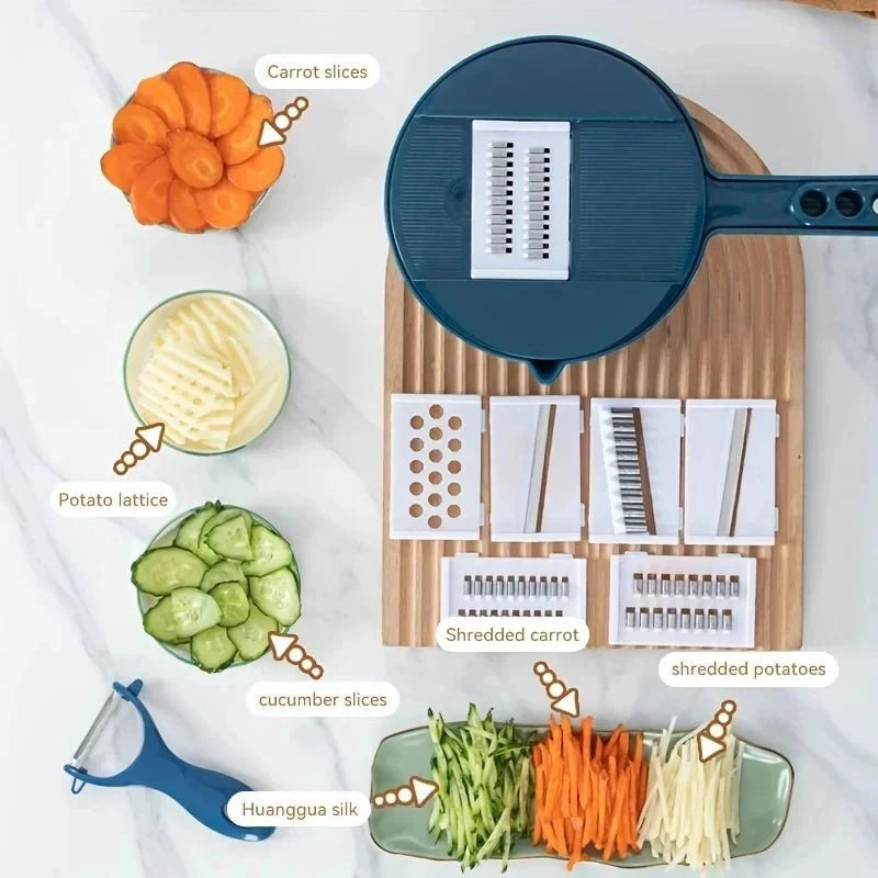 Multifunctional Kitchen Slicer – Durable Plastic, 9-in-1 Cutting Solution for Vegetables and Potatoes