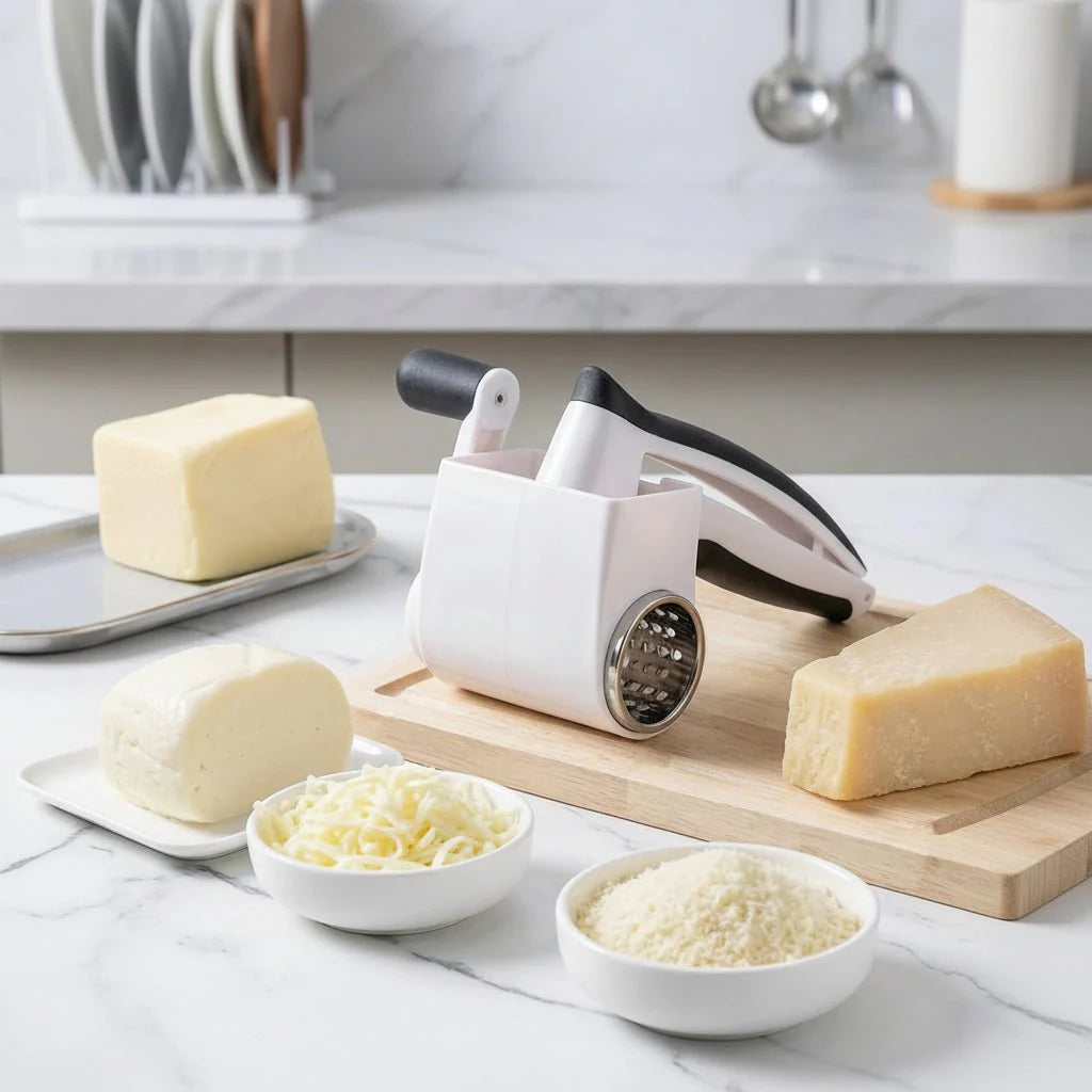 Rotary Ostegrater – Plast og Metal, Kompakt Design til Grøntsager og Ost i Køkkenet