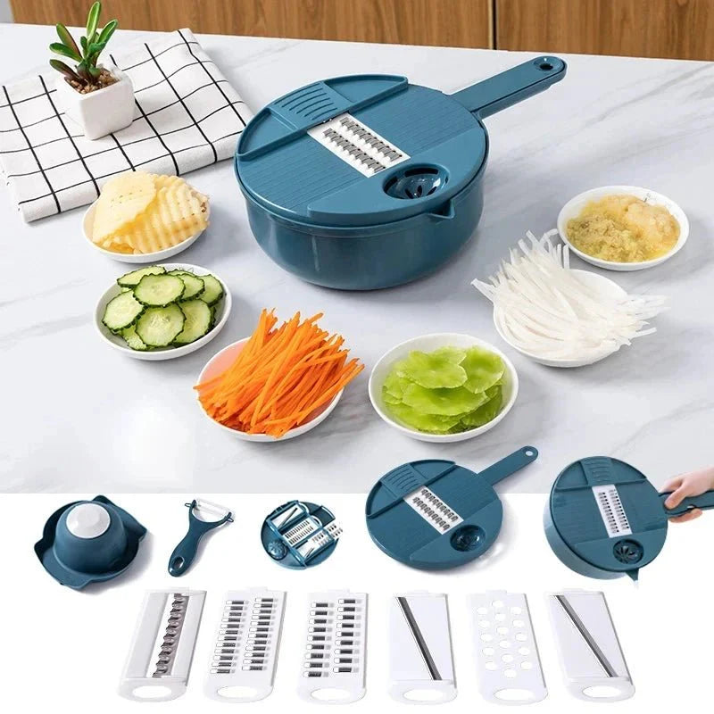Multifunctional Kitchen Slicer – Durable Plastic, 9-in-1 Cutting Solution for Vegetables and Potatoes