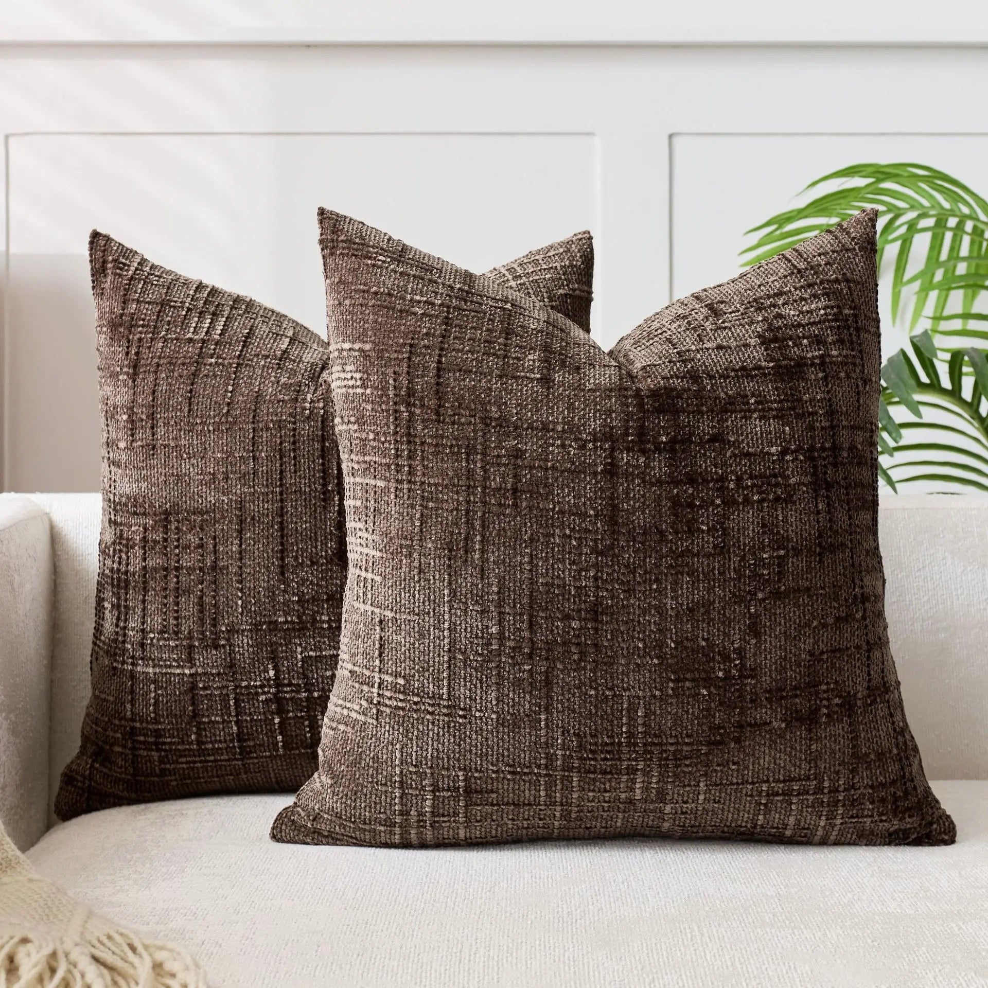 Chenille Point Pillow Cover – Beige, Elegant Design for Sofa or Bedroom, Available in Various Sizes