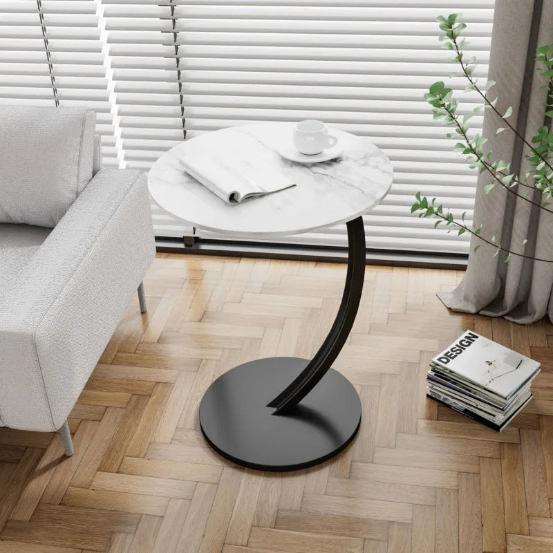 Round Side Table – Wood and Steel, Modern Design for Living Room or Bedroom