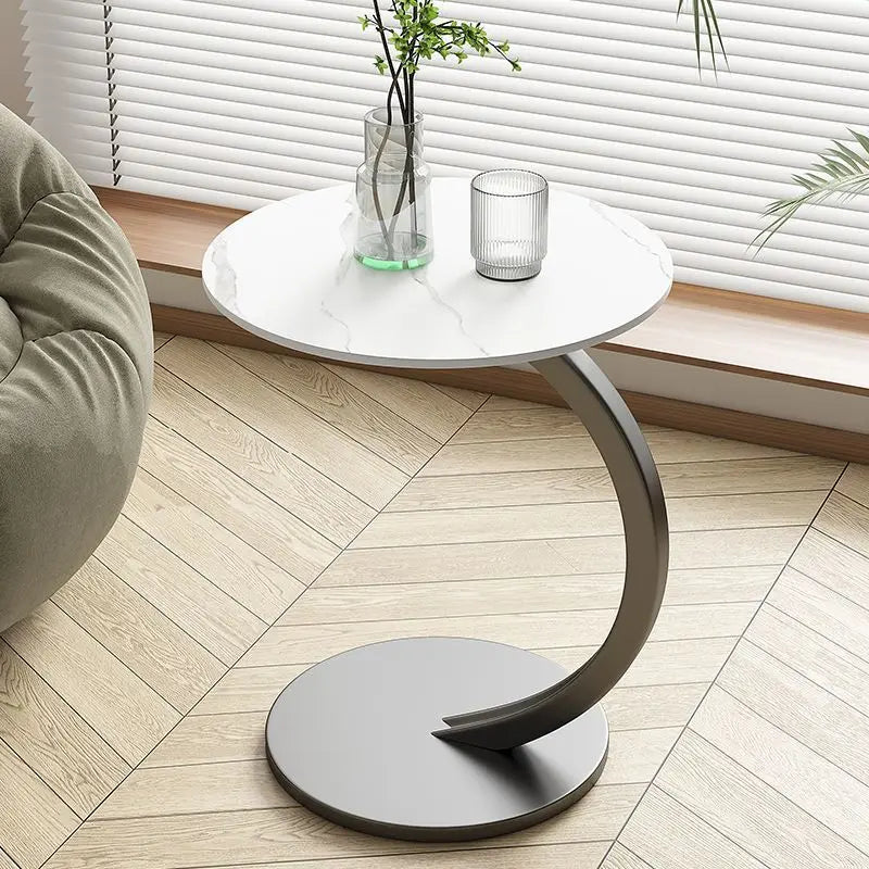 Round Side Table – Wood and Steel, Modern Design for Living Room or Bedroom