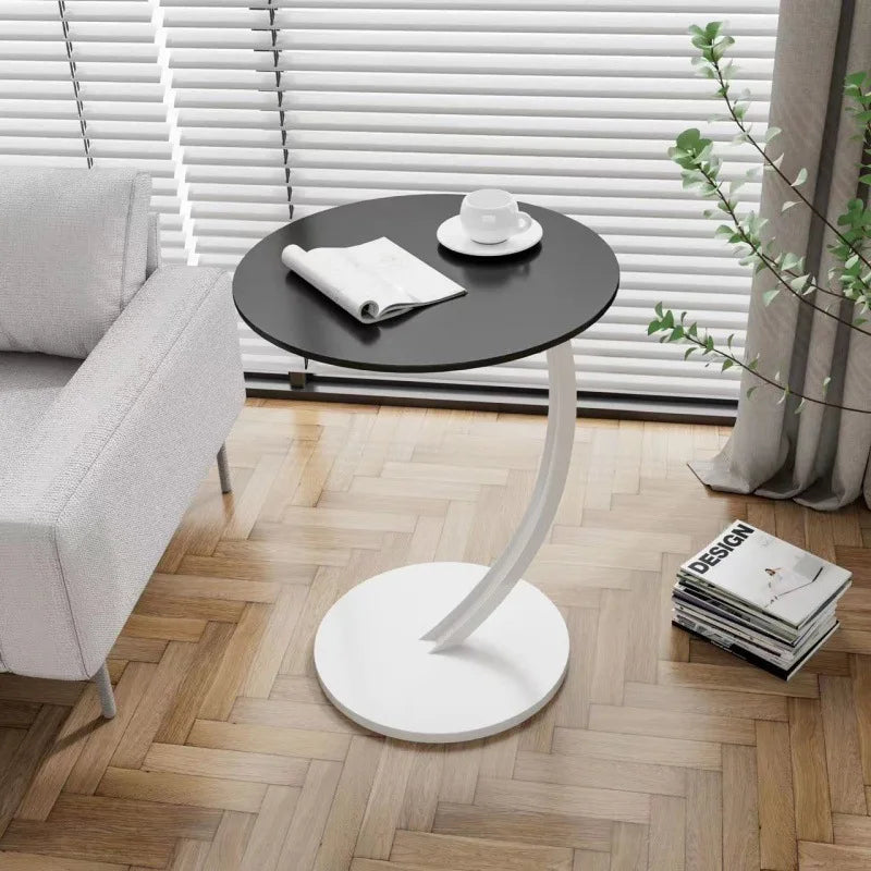 Round Side Table – Wood and Steel, Modern Design for Living Room or Bedroom